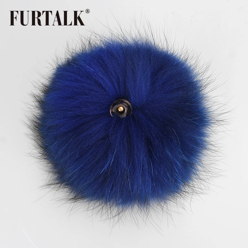 FURTALK натуральный меховой пумпон из меха енота на помпон шапки|raccoon pom|raccoon pom pompom |
