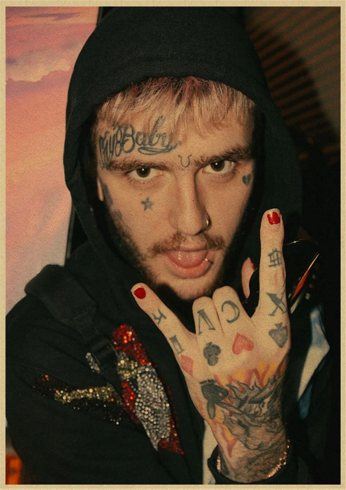 Рэпер Lil Peep плакат крафт-бумага наклейки на стену ВИНТАЖНЫЙ ПЛАКАТ качество для гостиной домашний декор - Цвет: Розовый