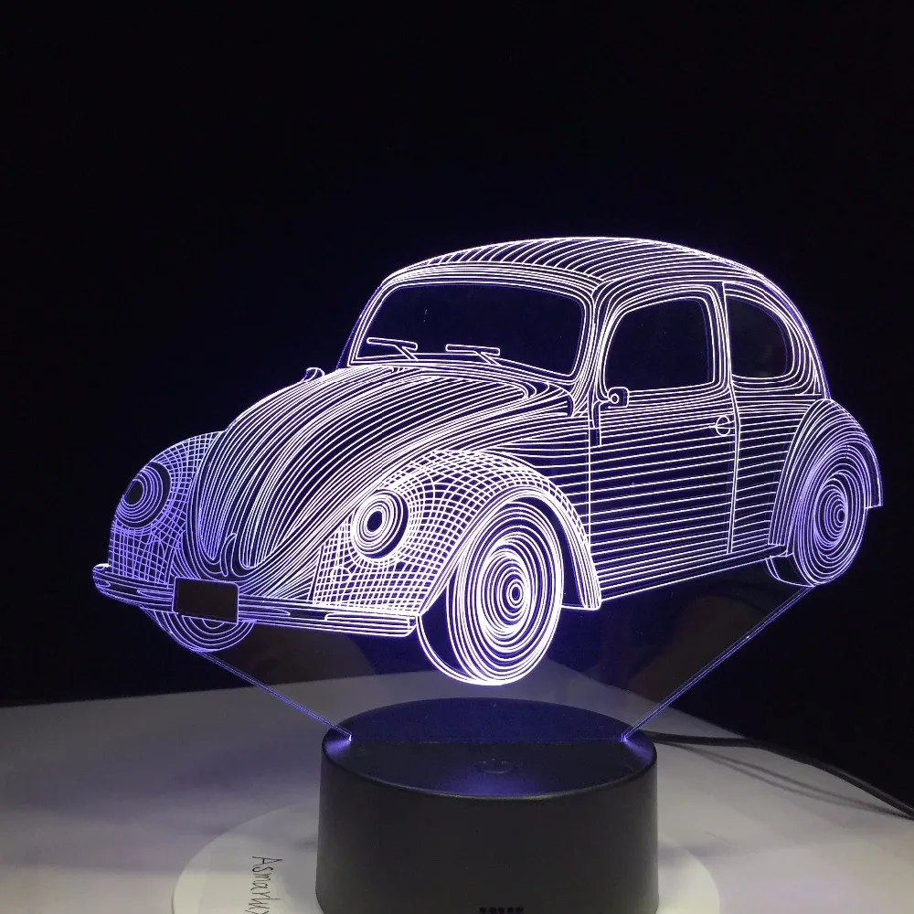 7 цветов визуальный автомобиль 1970 моделирующая лампа 3D светодиодный ночник