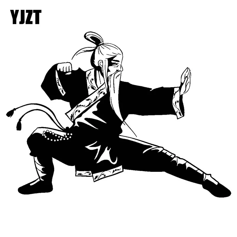 YJZT 17 8 см * 12 KungFu Warrior виниловая наклейка автомобильная черный серебристый