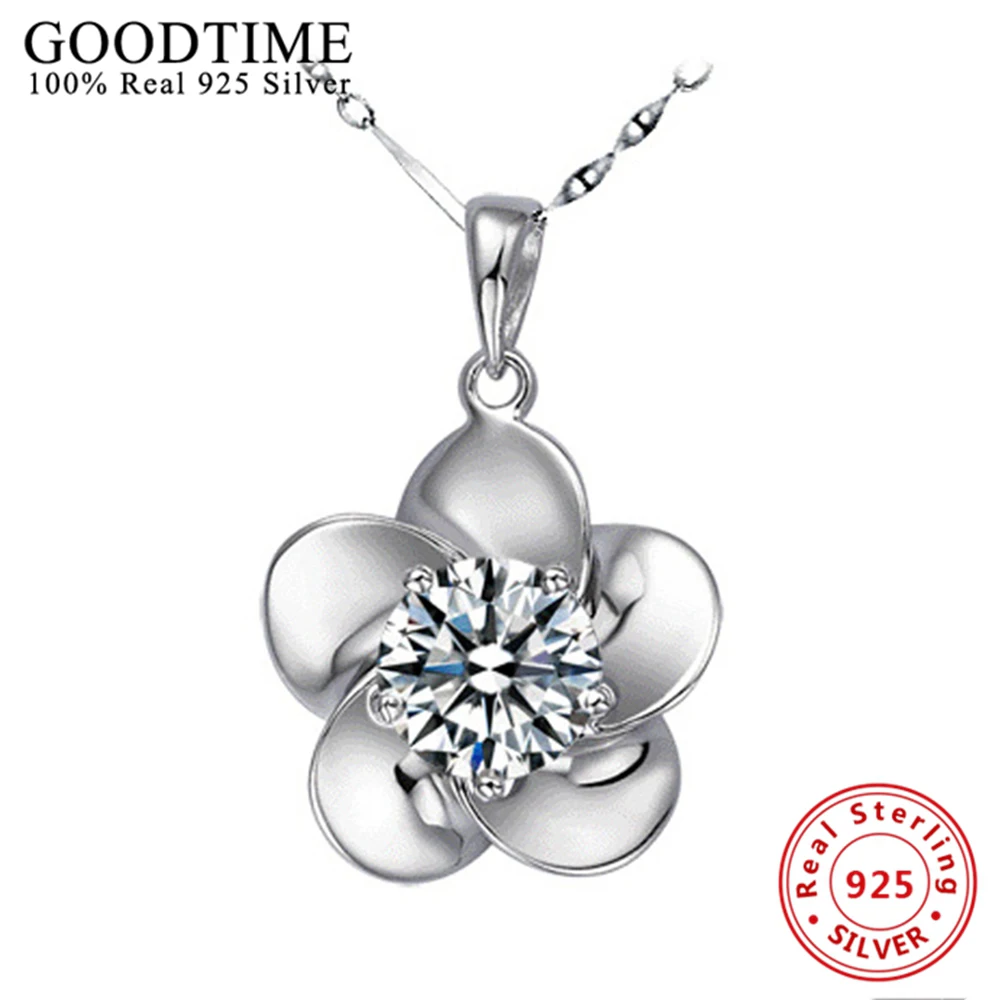

Collares Genuine 925 Sterling Silver Necklace For Women Real 925 Silver Fashion Jewelry Female Pendant Necklace Gift AJN065