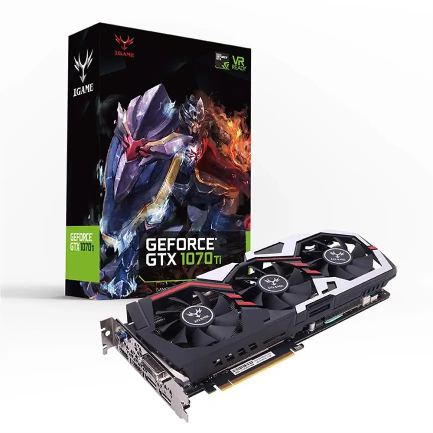 Цветная видеокарта iGame GTX 1070Ti Vulcan U Top 1607 МГц 8 ГБ 1683 бит I3P5 YE3.7 | Электроника