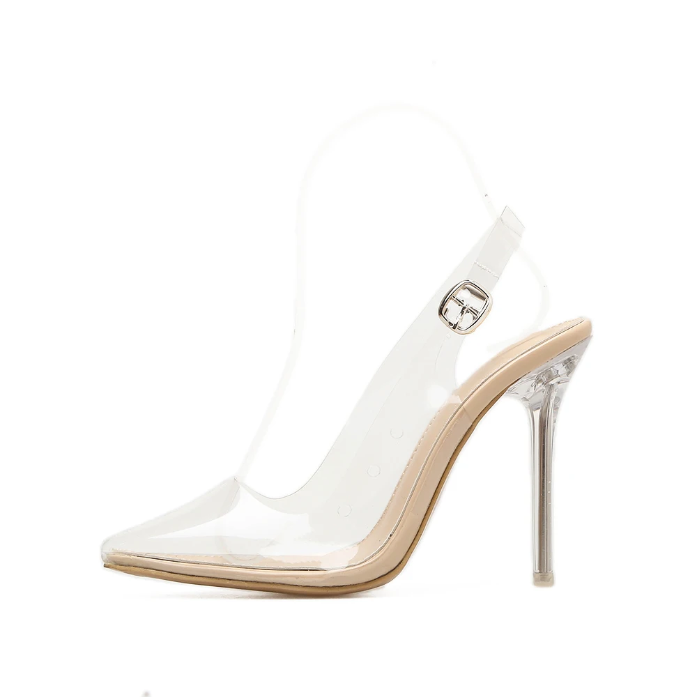 Women Sandals 2018 Fashion Transparent Pointed Toe Clear High Heels Pumps Stilettos Slingback PVC Wedding Dress Shoes Summer | Обувь
