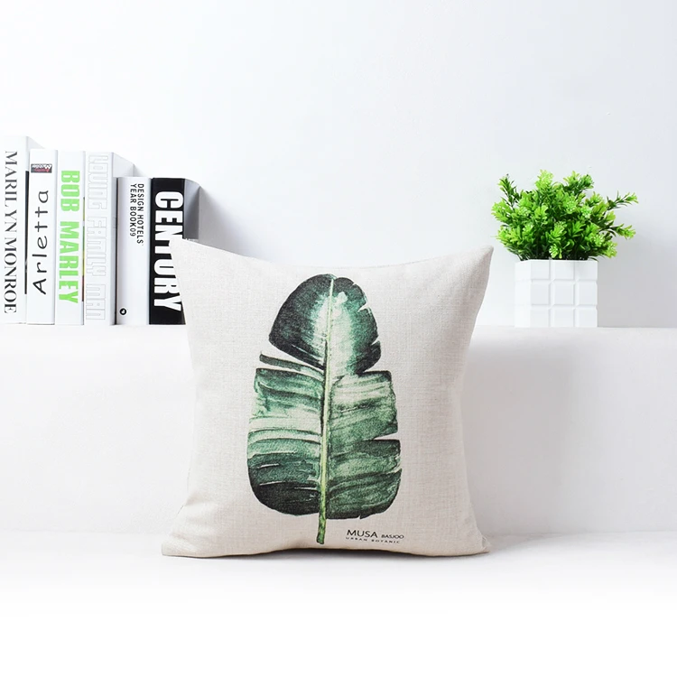 Новый современный простой льняные Чехлы для подушек зеленых растений подушка