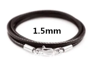 coffee 1.5mm 3 шт. плетеное кожаное ожерелье цепочка на вощеном шнуре из 2/3 мм шнур черный Кофе веревки цепи DIY 316L Сталь застежка ожерелье для Для женщин 50 см - Цвет: coffee 1.5mm