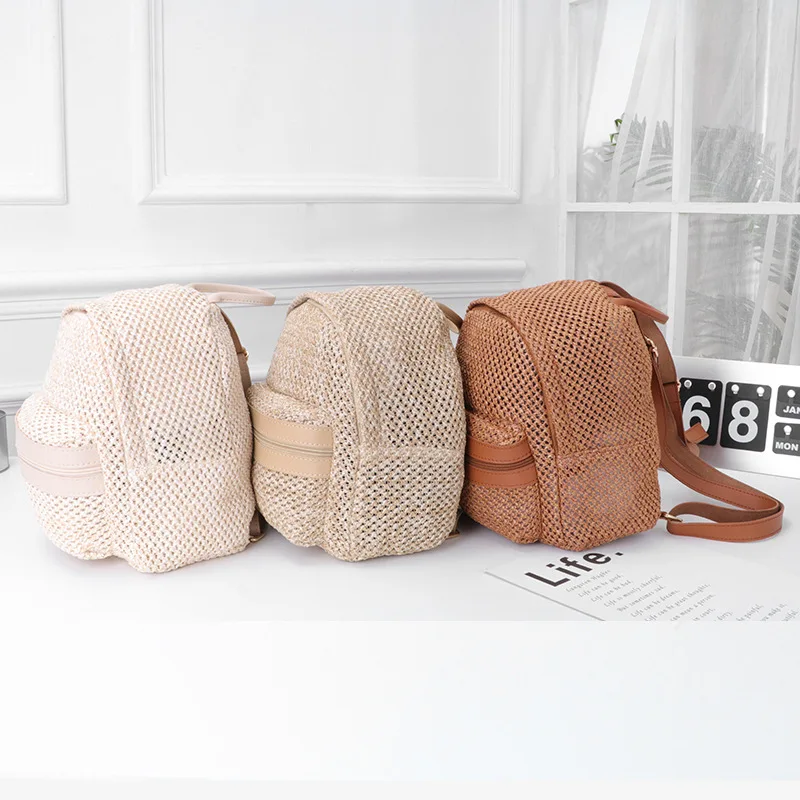 New Handmade Knit Women Beach Backpack Summer Travel Large Laptop School Teens Girls Adjustable Strap | Багаж и сумки