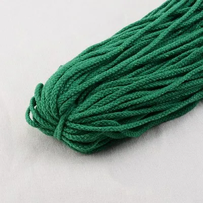 green 5 мм шнур DIY аксессуары витой круглый хлопок шнур декоративная Веревка бежевый хлопок ropord швейная ручная работа - Цвет: green