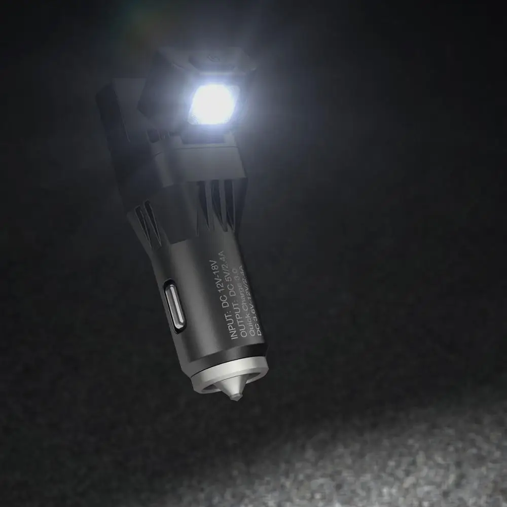 Nitecore vcl10 многофункциональный все-в-одном автомобиль гаджет поддержка QC 3,0 Автомобильное зарядное устройство/стекло Выключатель/аварийный Предупреждение ющий светильник