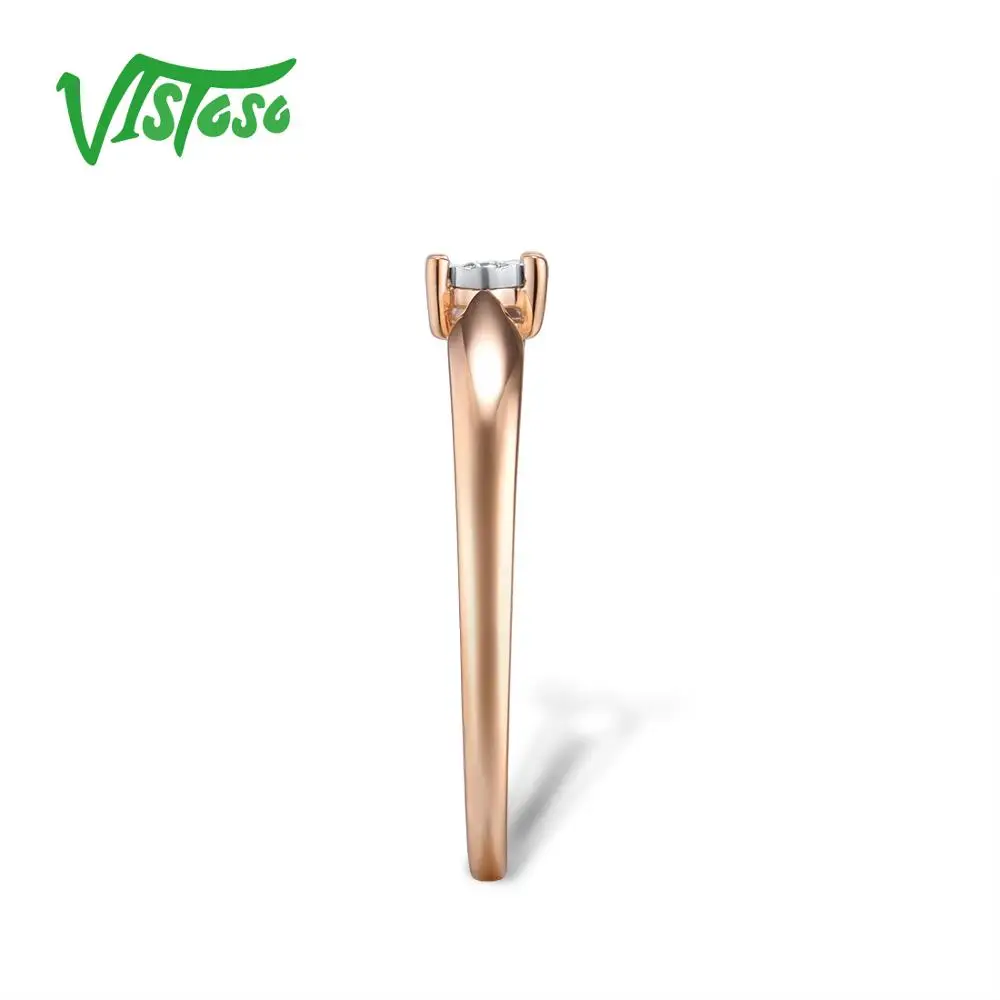 VISTOSO Pure 14K 585 двухцветное Золотое Сверкающее иллюзионное кольцо с бриллиантами для женщин, юбилейное модное ювелирное изделие