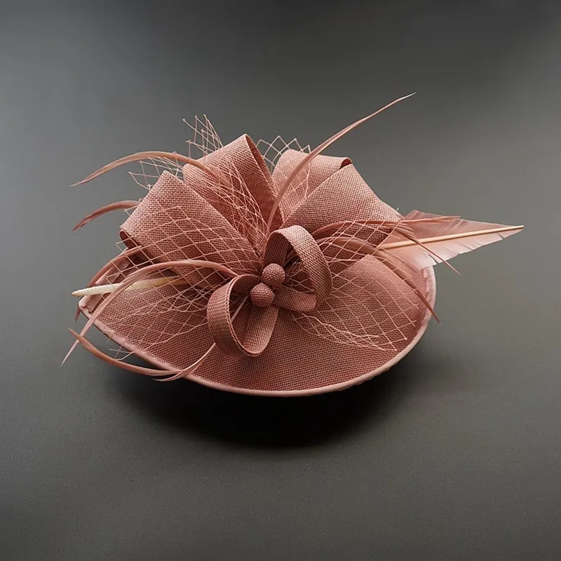 

Women Chic Fascinator Hat Cocktail Wedding Party Church Headpiece Fashion Headwear Feather Hair Accessories Sinamay Fascinators