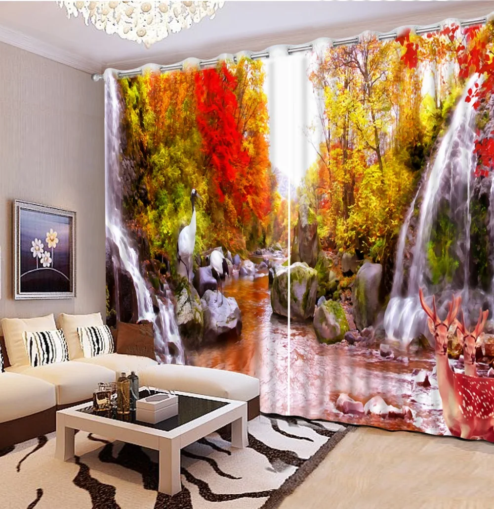 

Waterfall scenery living room 3d curtains high quality window curtains