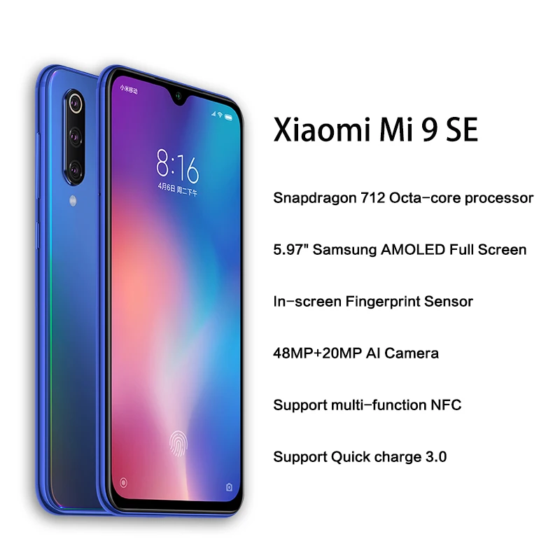 Глобальная версия Xiaomi mi 9 SE Смартфон Snapdragon 712 6GB 64GB 5 97 &quotAMOLED FHD + экран 48MP тройные