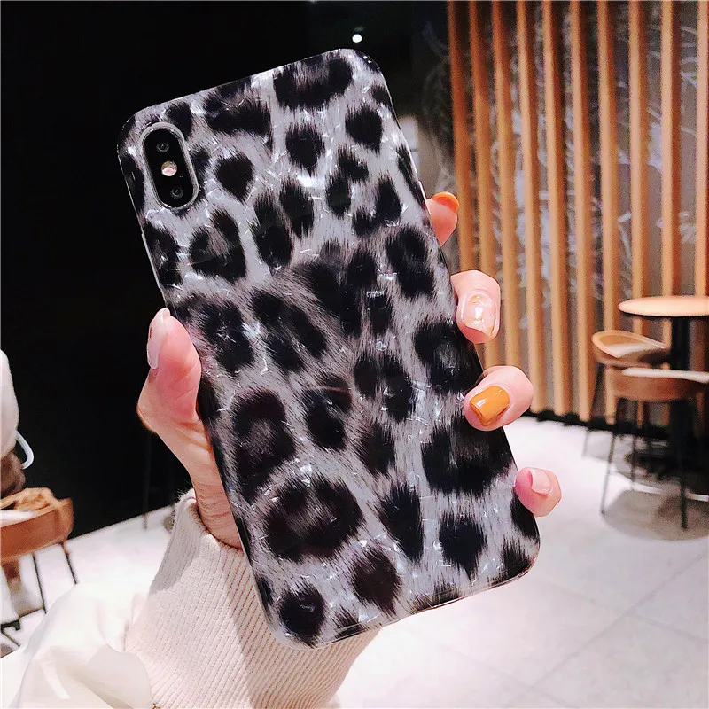 Fashion Leopard Print Phone Case For Coque iphone 6 6s 7 8 plus X XR XS MAX Diamond color Ultrathin Soft IMD Back Cover |