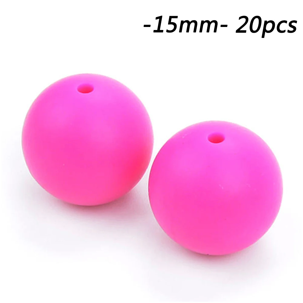violet red LOFCA 20 шт/лот силиконовые бусины 15 мм круглой формы свободные Прорезывания Зубов Бисер ребенок прорезывание зубов игрушки DIY пищевого класса жевательные бусины - Цвет: violet red