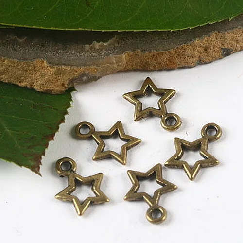

50pcs antiqued bronze color star frame design charms h2592