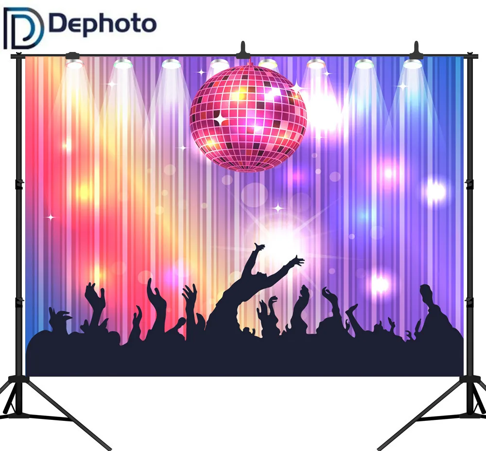 Виниловые фотофоны для фотосъемки с декором дискотеки неоновые Вечерние