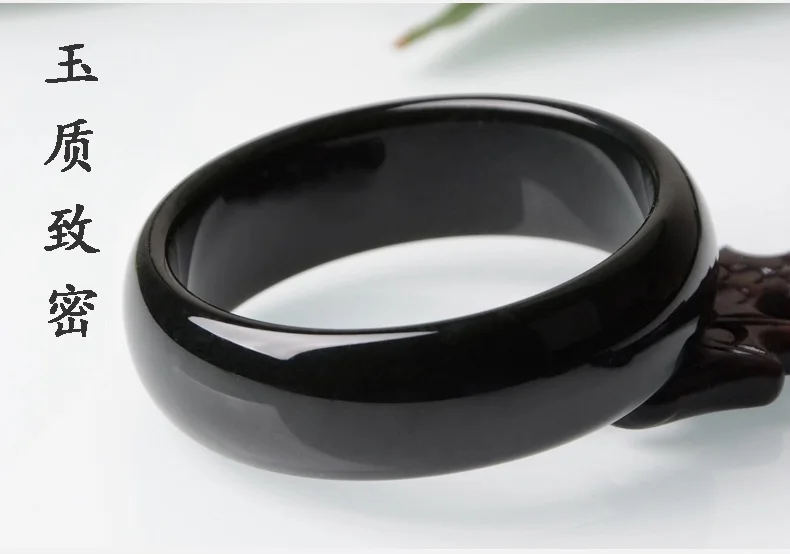 

High Quality Natural Jade Bangles Fine Gem Hetian Xinjiang Jade Bracelet Female National Wind Black Jade Bracelet Chinese Charm