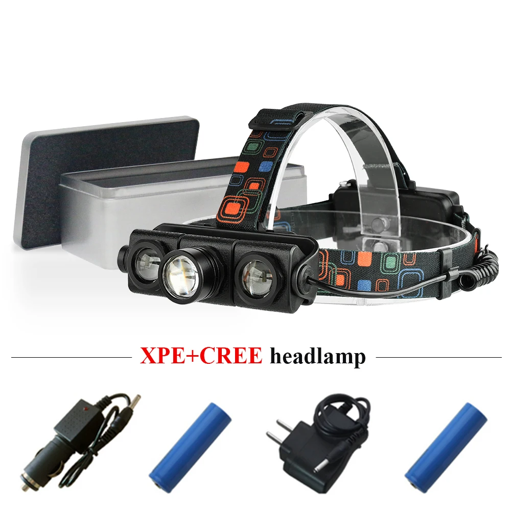 3 светодиодных лампе фронтальный зум налобный фонарь cree xml t6 высокой мощности
