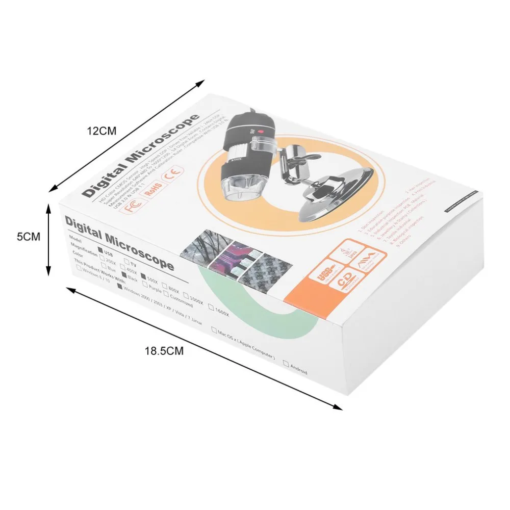 Электроника 2MP USB 8 светодиодный цифровой камера микроскоп Эндоскоп лупа 50X ~ 500X