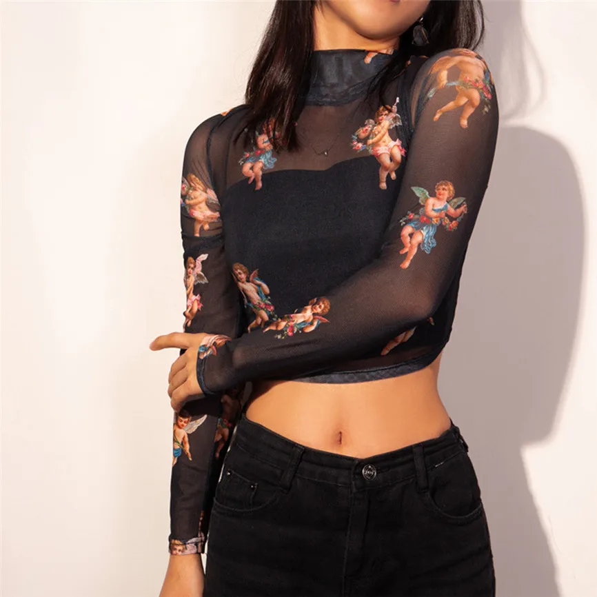 2019 летний топ Сексуальная кружевная полая мода женская Повседневная футболка с