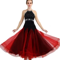 ballroom dance dresses long sleeve foxtrot dancing skirt women stage waltz ballroom dress red black mq064