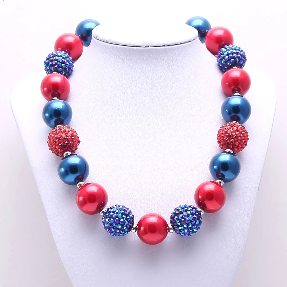 Милое ожерелье MHS.SUN с красными/темно-синими бусинами для детей/девочек из