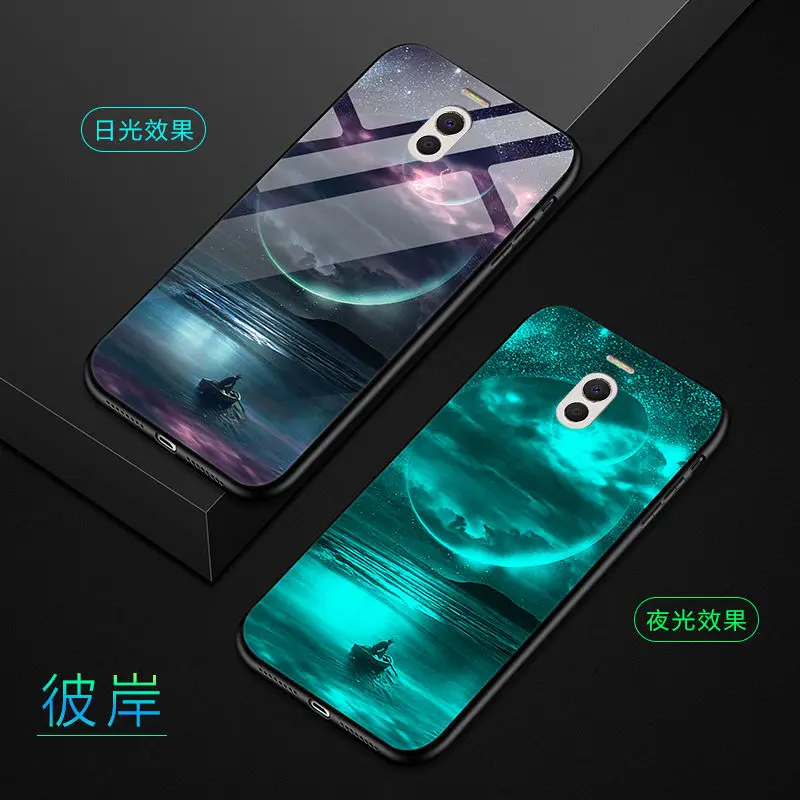 Чехол для телефона для Meizu M6 Note чехол 5," светящаяся задняя крышка из закаленного стекла для Meizu M6 Note чехол Силиконовый противоударный чехол для телефона