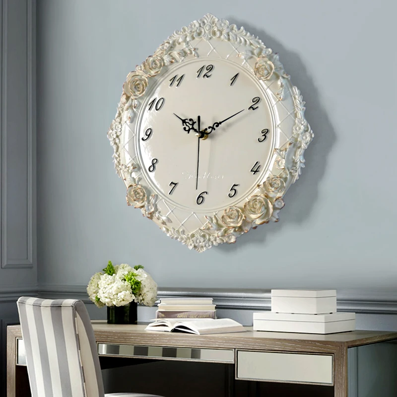 

12 Inches Rose Nordic Wall Clock Quartz Needle Bedroom Living Room Kitchen Clock Wall Home Decor White Wall Free Shipping Watche