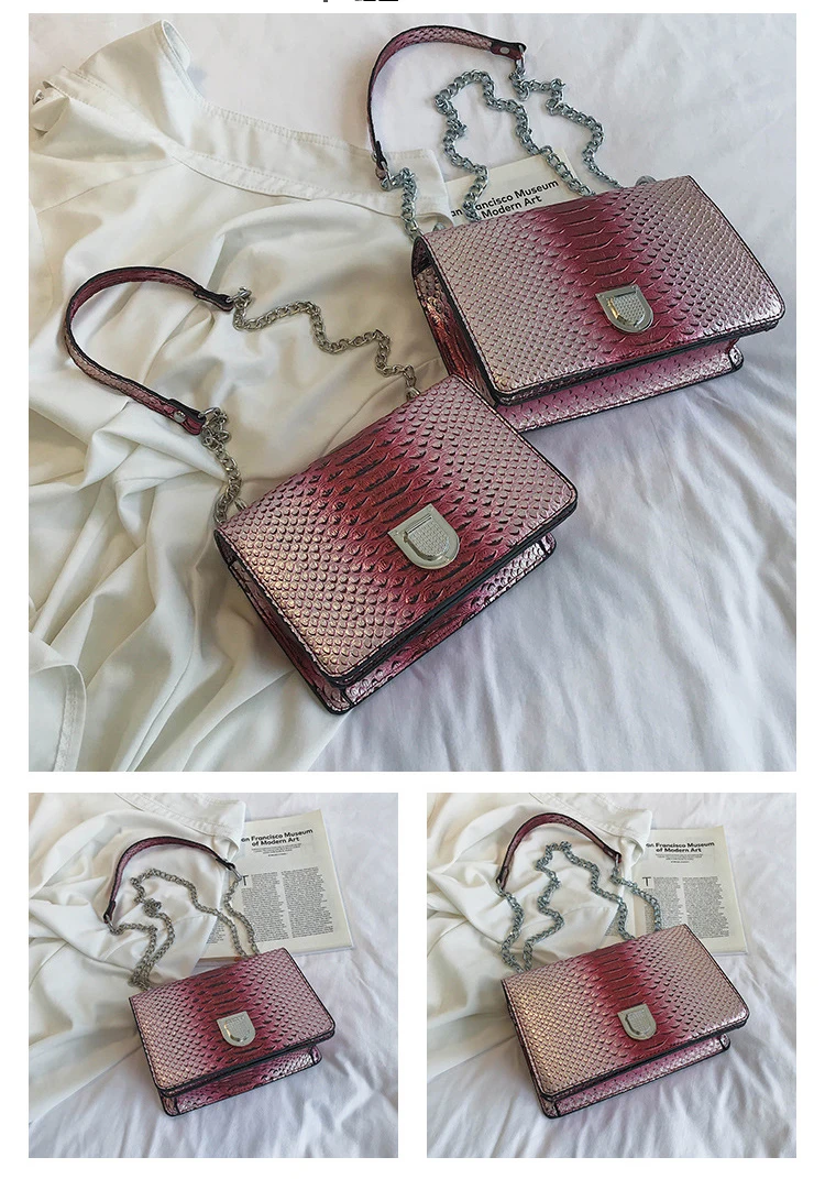 Retro Alligator Handbag Fashion Women Hasp Chain Messenger Bags Clutch Wedding Party Purse Slung Flap Small Square Bag