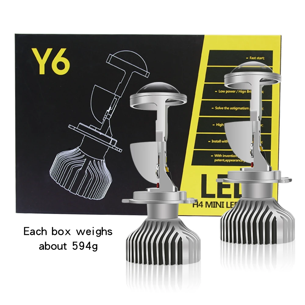 SOLOLANDOR Новый Y6 Автомобильный светодиодный фонарь Мини объектив H4 Дальний и