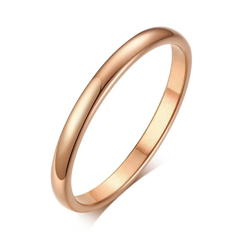 rosegold Обручальное кольцо 2 мм, обещание на помолвку, кольца из нержавеющей стали для мужчин и женщин - Цвет основного камня: rosegold