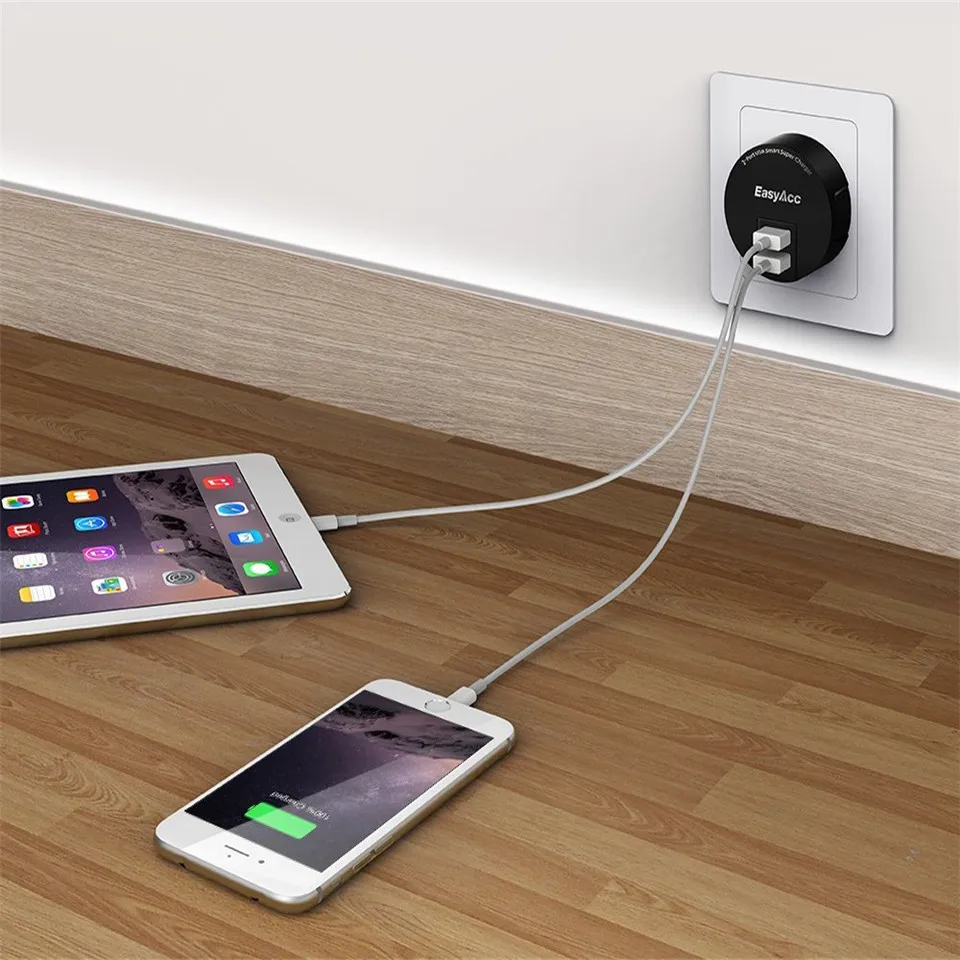 EasyAcc 3 4 A USB зарядное устройство 2 порта портативный двойной адаптер питания для