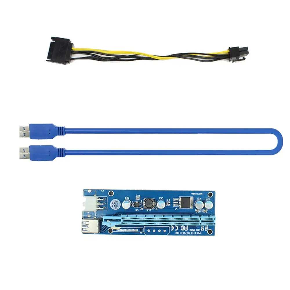 

PCI-E Raiser PCI E Express 1X To 16X Riser Card USB 3.0 PCI-E SATA To 6Pin Power Cable For BTC Bitcoin Mining Antminer Miner