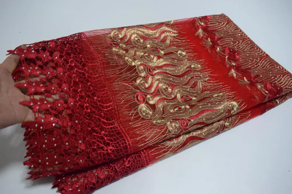 

2017 New French Lace Fabric with stone net laces fabrics polyester material for women dress free shipping FLP355