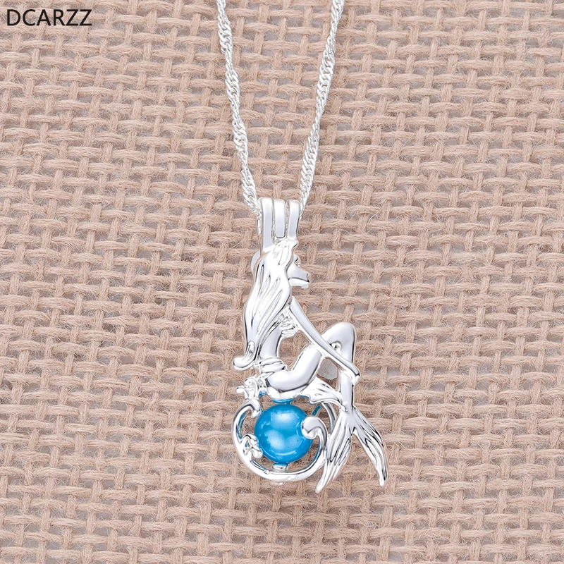 

Little Mermaid Pearl Cage Pendant Pearls Locket Charm Statement Necklace for Women Ocean Jewellry Fairy Tale Jewelry Wholesale