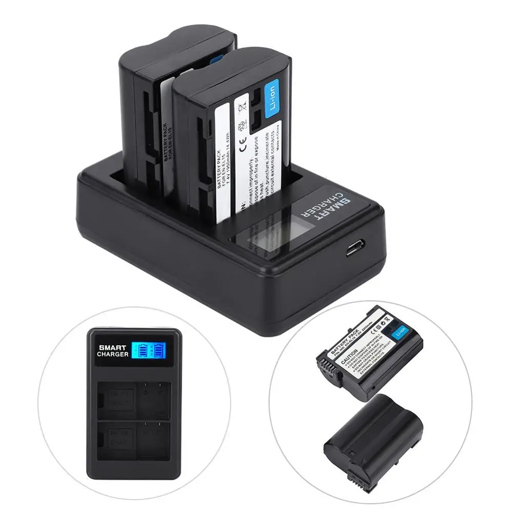 Зарядное устройство с двумя слотами usb зарядка с ЖК-экраном для Nikon D850 D810 D800E умное зарядное устройство защита от перегрева