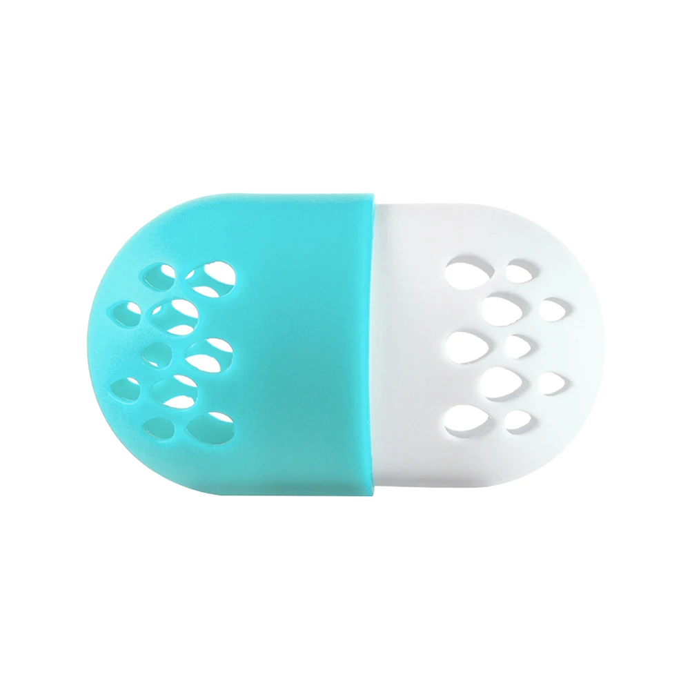 sky blue 1Pcs Hollow Silicone Powder Puff Drying Holder Beauty Pad Makeup Sponge Display Rack Cosmetic Blender Sponge Case Puff Holder - Цвет: sky blue