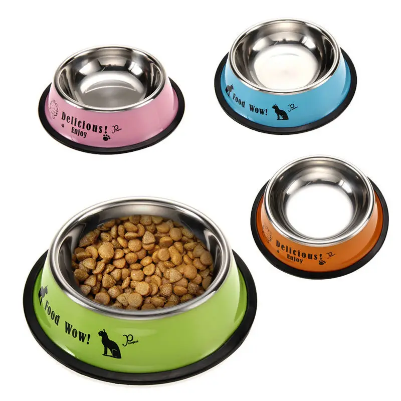 Новое Прибытие Из Нержавеющей Стали Anti-skid Собак Pet Cat Food Вода Чаши Миски Для