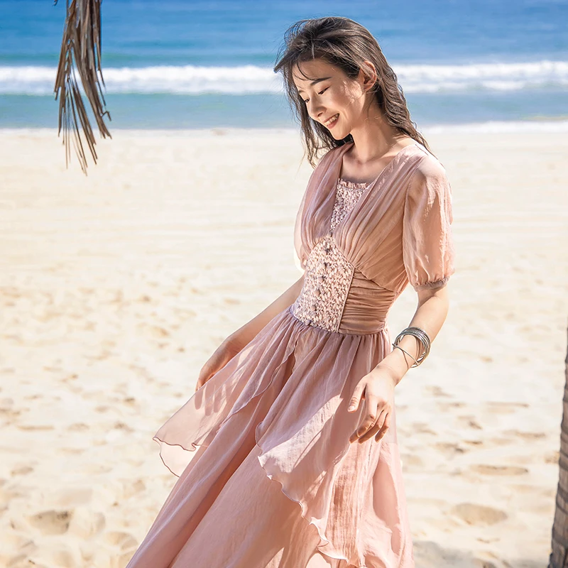 Бесплатная доставка новинка 2020 женское богемное длинное летнее платье Бохо с