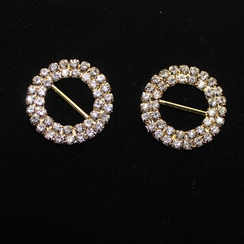 Новое поступление 2018 двойная круглая декоративная пряжка со стразами 15*27 мм для