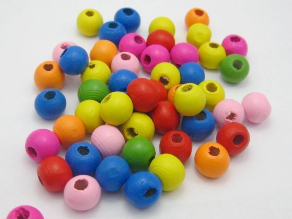 

400 Mixed Bright Candy Color 8mm Round Wood Beads~Wooden