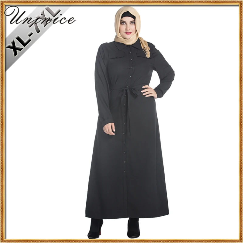 Мусульманское платье черного цвета большие размеры женская одежда в турецком