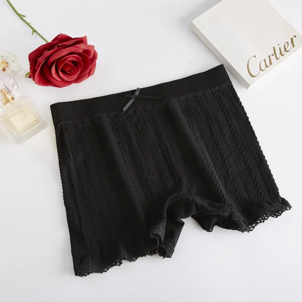 PEONFLY Women Soft Shorts Sexy Seamless Abdomen Women Safety Short Lace Pants Female Anti Lighting Solid Color Soft Comfortable