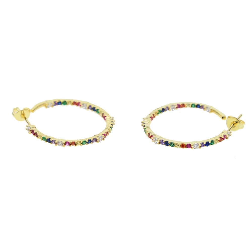 cz hoop rainbow gold filled fashion women lady jewelry earring 2019 new | Украшения и аксессуары