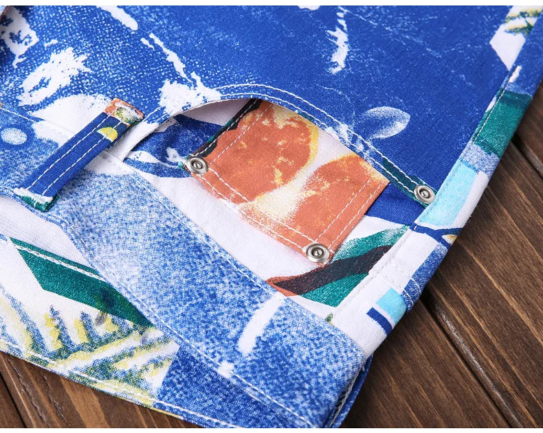 

Men White Skinny Jeans High Street Style Men Slim Denim Jeans New Spring Summer Men Printing Long Jean Pants