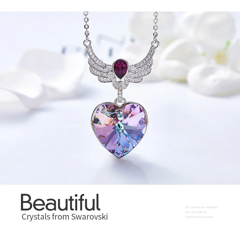CDE роскошные украшения с кристаллами Swarovski ожерелья ювелирные изделия для женщин голубое сердце кулон крылья ювелирные изделия Изысканные Подарки