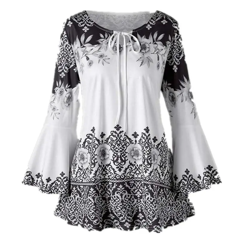 Floral Print Women Tshirt Long Sleeve O-Neck Fashion Autumn 2018 Causal Top Female Loose Ladies T Shirt WS9813P | Женская одежда