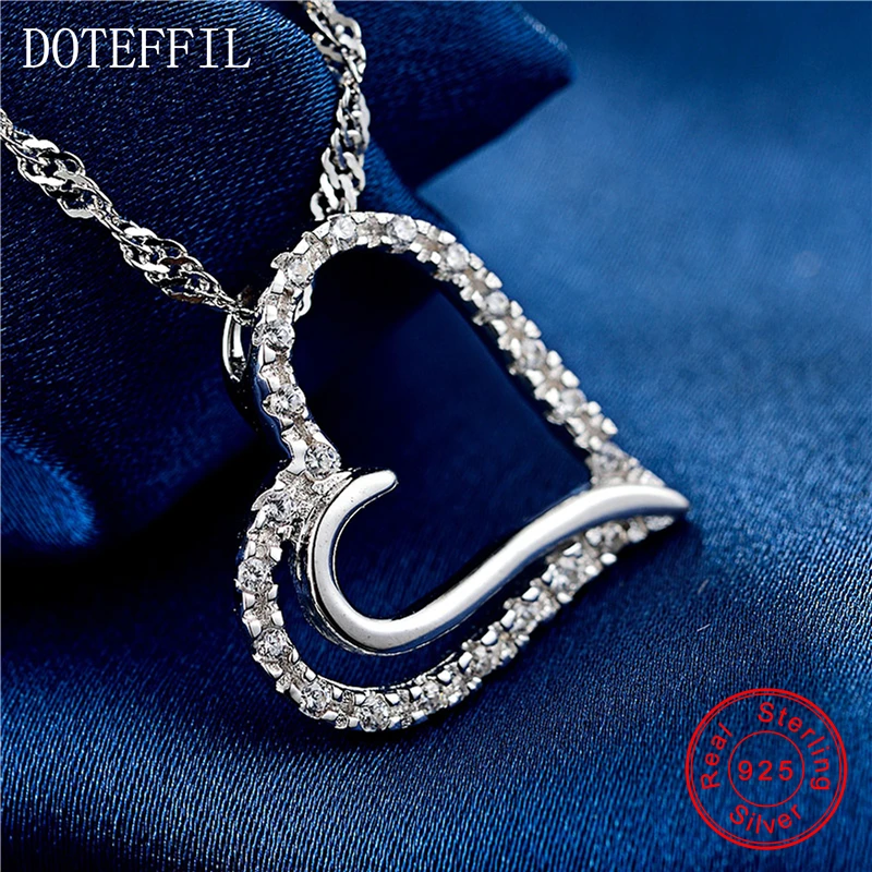 Женское ожерелье из серебра 925 пробы с подвеской в виде сердца|brand jewelry|fashion