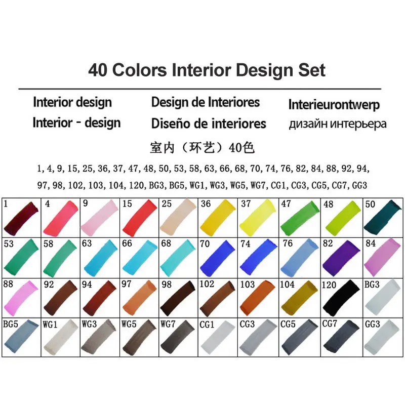 40 Interior Set T5 Touchfive, 30406080 цветов, двойная головка, художественные маркеры, ручка, маслянистая, алкогольная, эскиз, маркер, ручка, товары для рукоделия, для анимационного манга, рисование - Цвет: 40 Interior Set T5