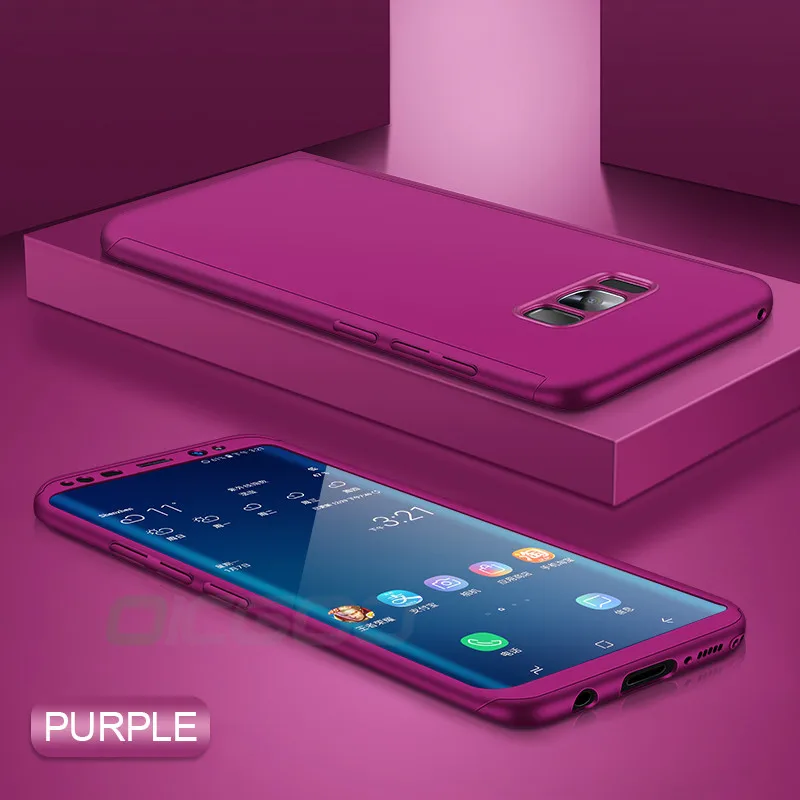 Фиолетовый OICGOO 360 полный защитный чехол для телефона для samsung Galaxy S10 S9 S8 Plus S7 Edge чехол для Galaxy Note 9 8 S10E S9 - Цвет: Фиолетовый